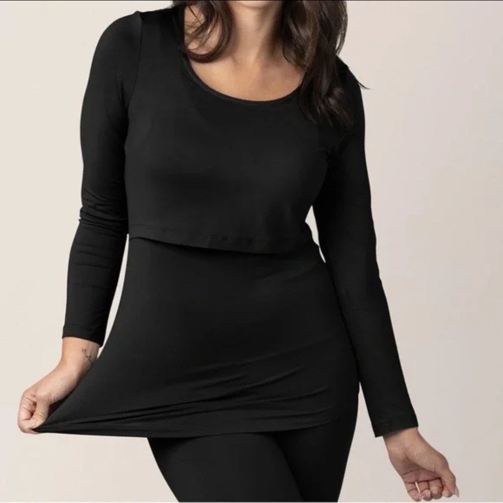 Kindred Bravely Black Long Sleeve Nursing Tee EUC Size M